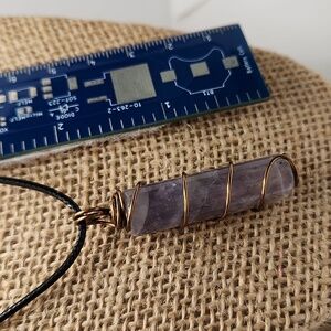 Hand Crafted Amethyst Antique Brass Wire Wrapped Pendant #132